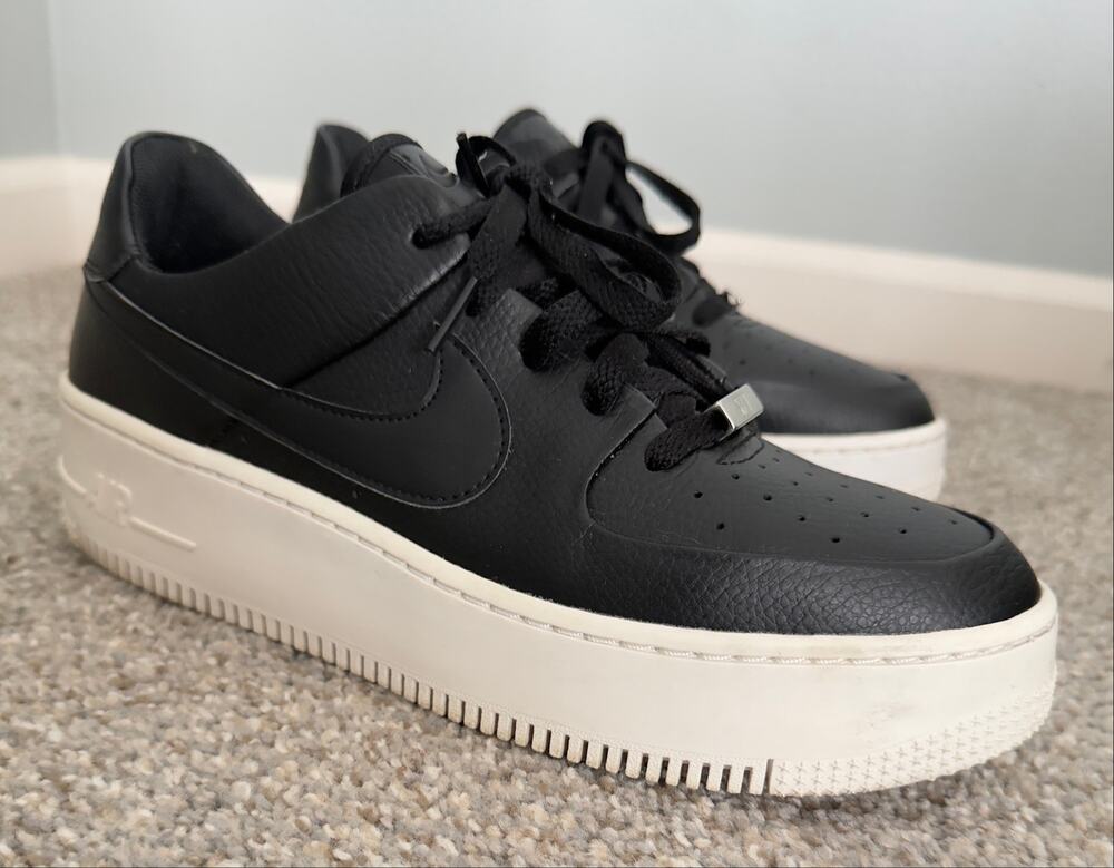 Nike Air Force 1 Sage Low Black White Platform Sneakers Women’s 10